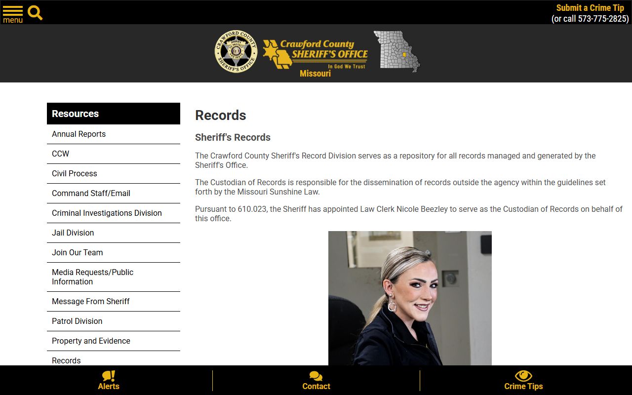 Crawford County arrest records Sheriff's records page