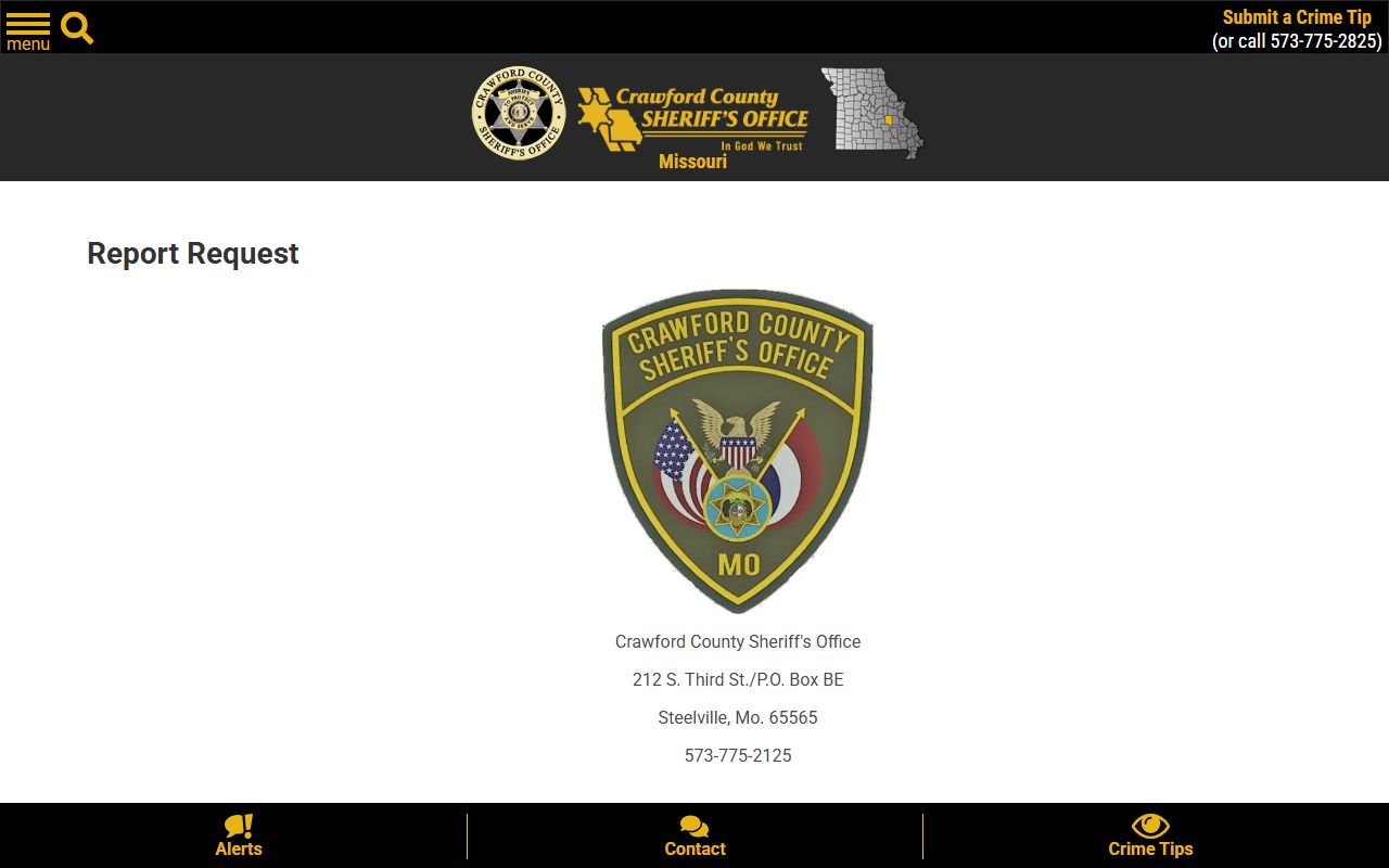 Crawford County arrest records report request page