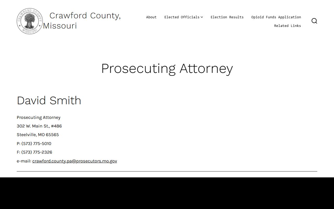 Crawford County criminal court records Prosecuting Attorney contact page