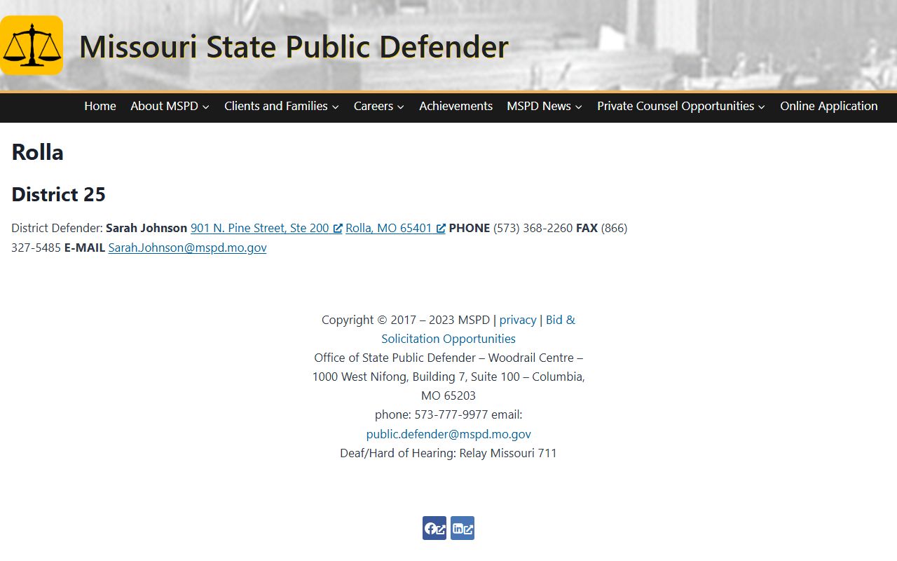 Crawford County criminal court records Missouri State Public Defender Rolla office