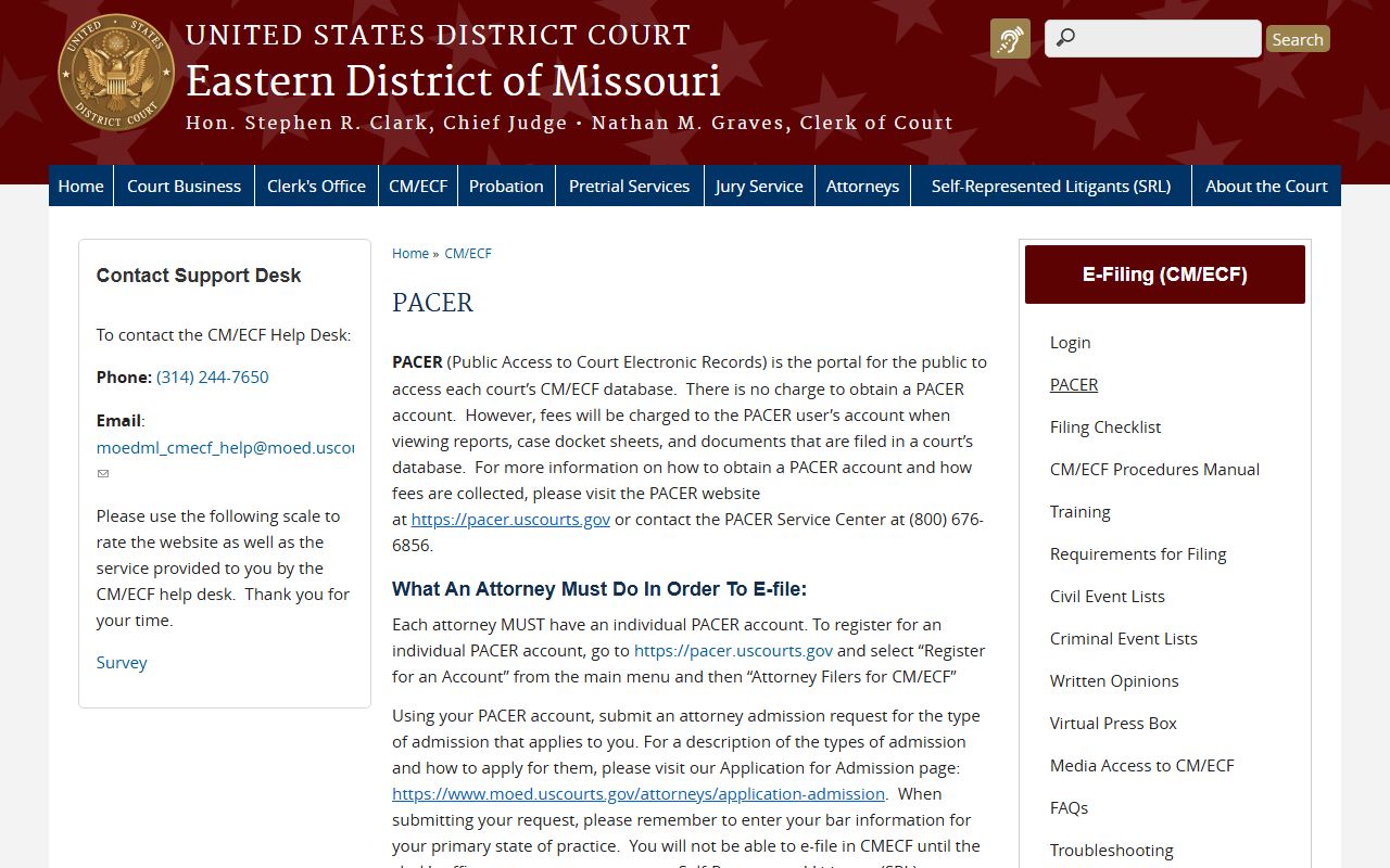 Crawford County Circuit Court records contrasted with Eastern District PACER information