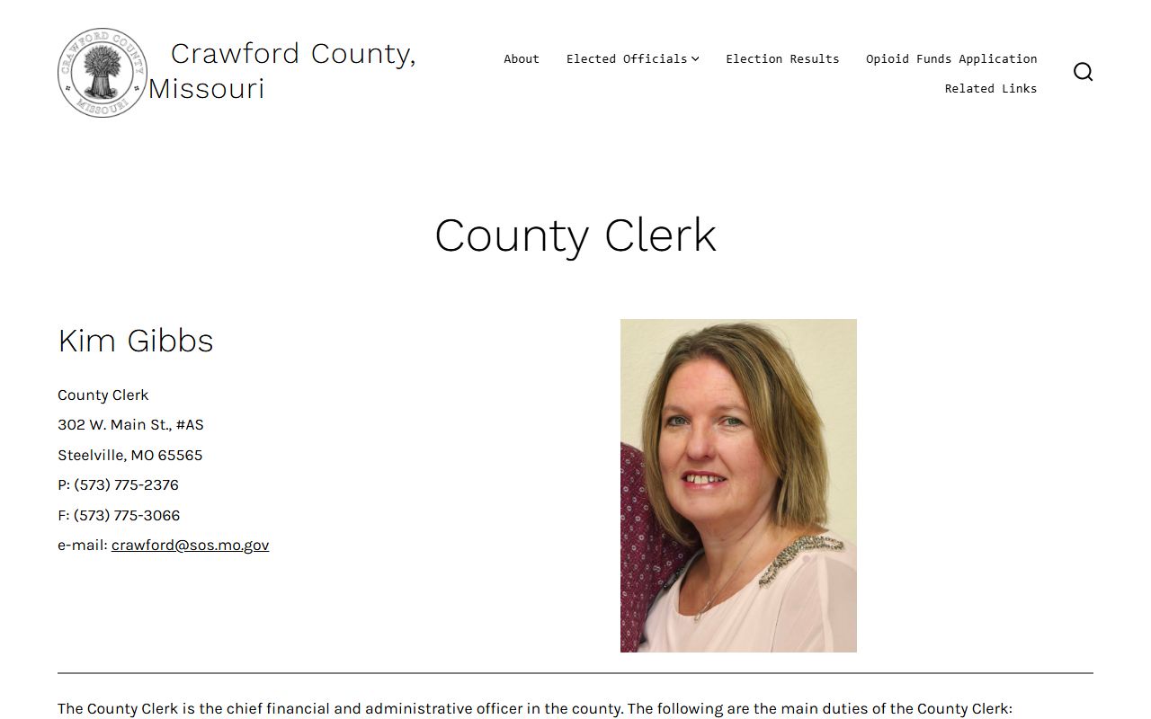 Crawford County court records County Clerk office page