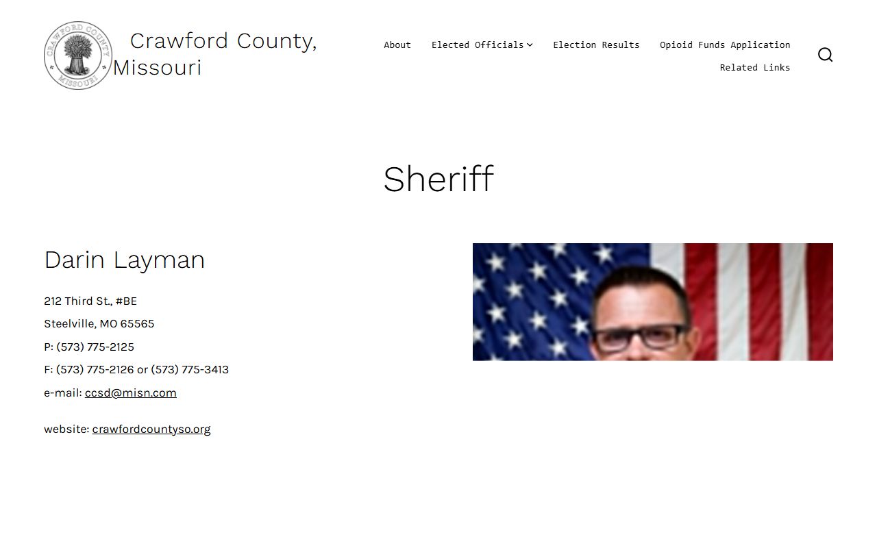 Crawford County jail records Sheriff contact page