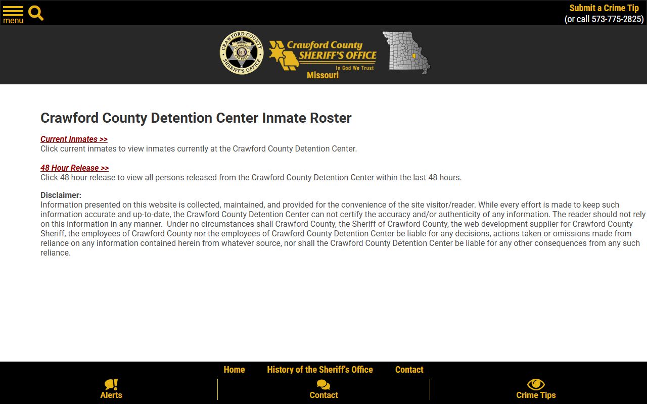 Crawford County inmate search roster choice page