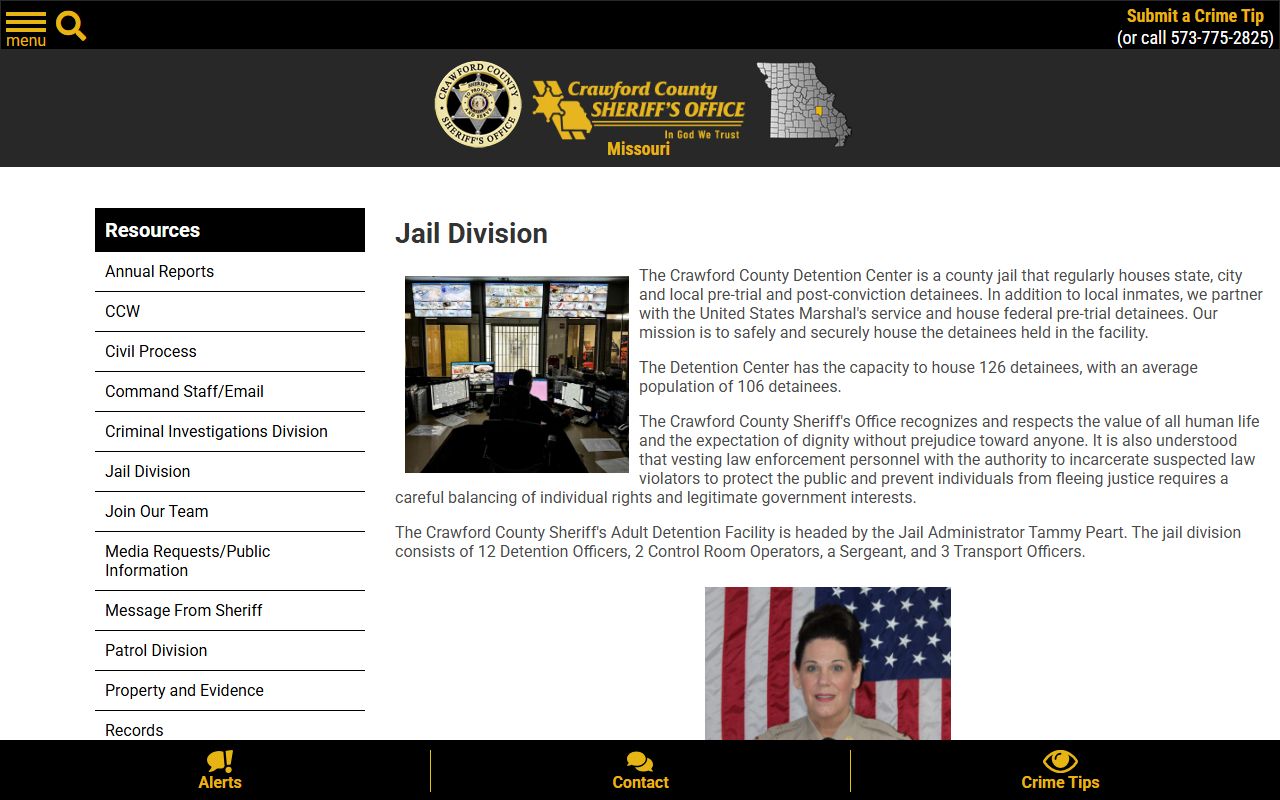 Crawford County inmate search Jail Division page