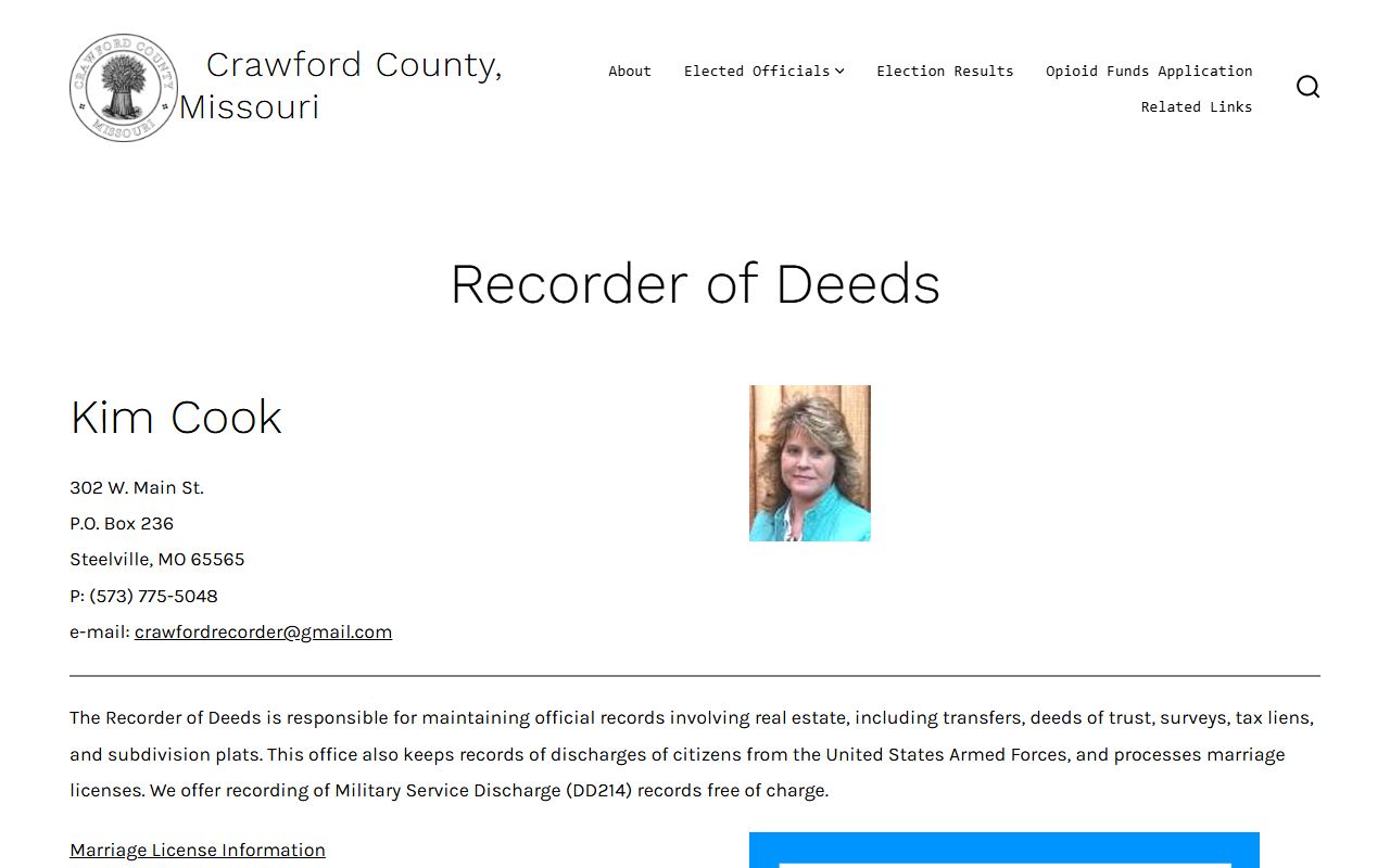 Crawford County marriage records Recorder of Deeds page