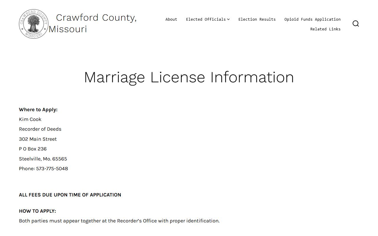 Crawford County marriage records marriage license application instructions