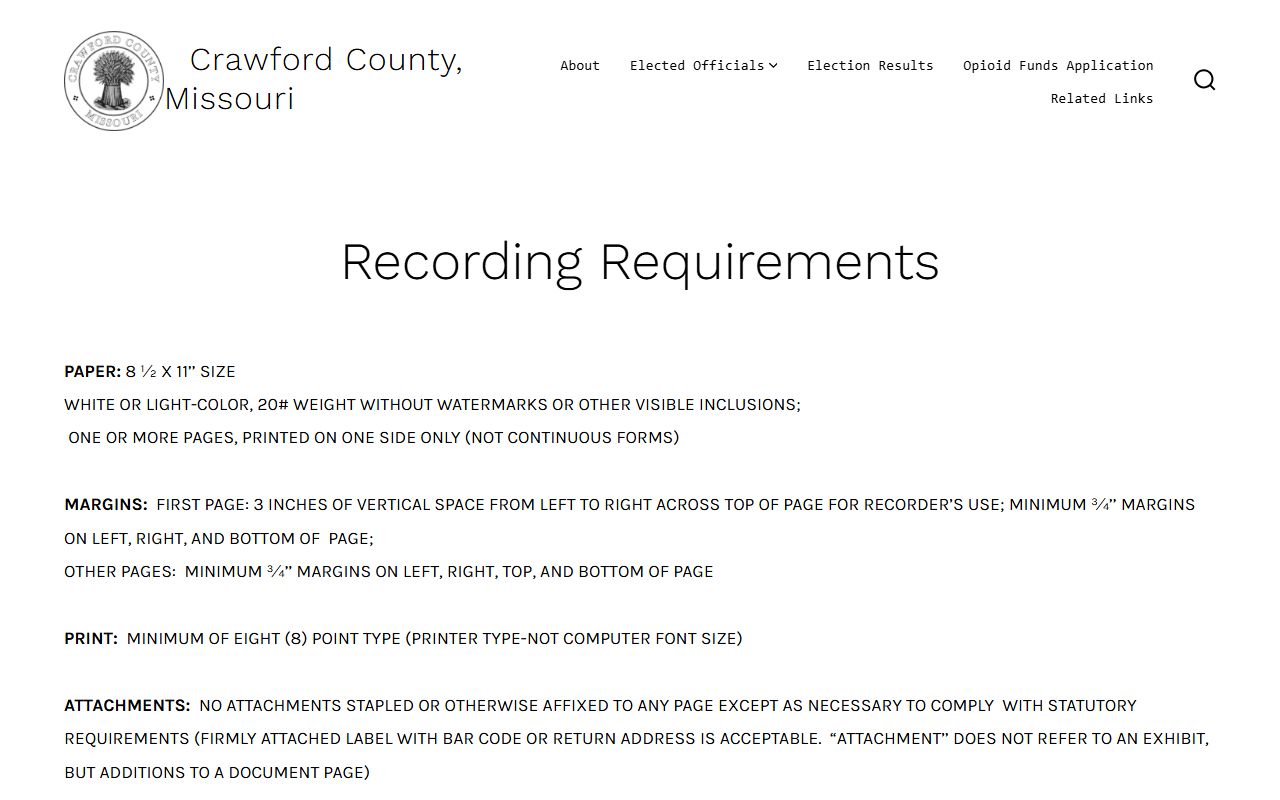 Crawford County marriage records recording requirements